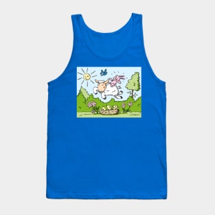 Happy Easter Lamb bunny chicks jumping Tank Top